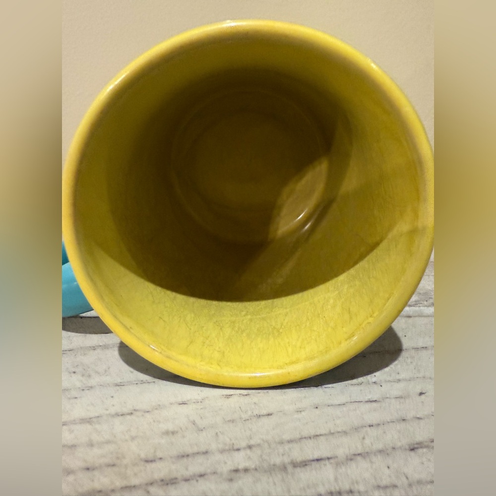 Vintage 3D Nose Funny Smiley Face Tea Cup Blue & Yellow - Picture 8 of 8
